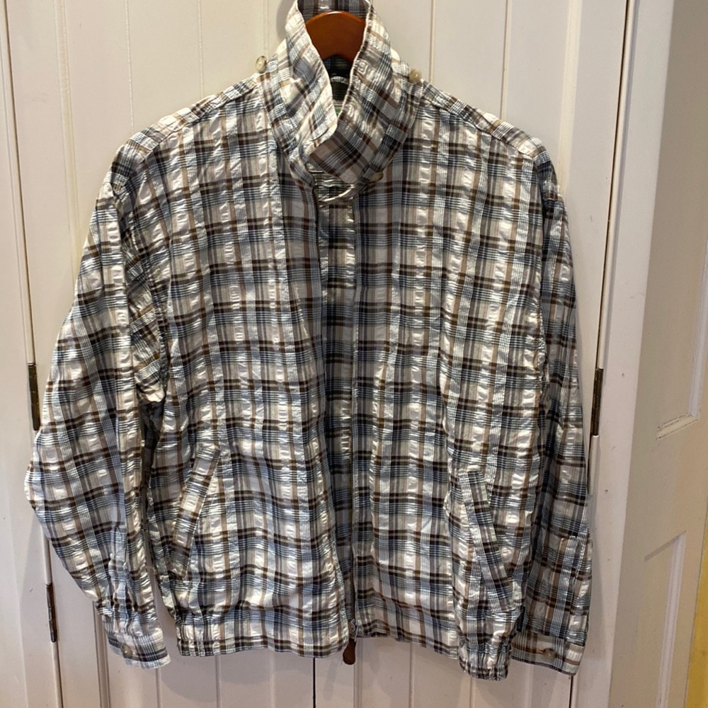 Lightweight Plaid Shirt Jacket in Cream and Brown